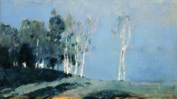  Levitan Pintura al %c3%b3leo - Noche de luna de 1899 Isaac Levitan paisaje de bosques y árboles